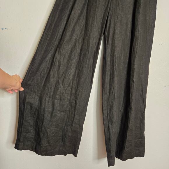 Anthropologie Faithful The Brand Circa Pant Black Linen Wide Leg Minimalist Chic - Picture 7 of 13